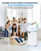 Luftentfeuchter Elektrisch, 30L/Tag Leistungsstarker Entfeuchter mit LED Anzeige,Timer, Wäschetrocknung, Raumgröße ca 300m³/100㎡, Gegen Feuchtigkeit & Schimmel in Keller, Badezimmer & Wohnung