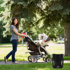 360 Grad drehbarer Getränkehalter für Kinderwagen & Fahrrad - Großer Durchmesser, entwickelt für Gehhilfe, Rollstuhl, Roller (Schwarz)