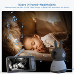 ieGeek Babyphone mit Kamera Top Qualität 2K/3MP, 5 Zoll WLAN Video babyfone PTZ 360°, IR-Nachtsicht, Automatische Verfolgung, Weinen/Bewegungs/Geräuscherkennung, Temperaturanzeige,Mobile App Steuerung