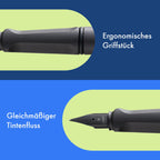 Lamy safari umbra Füller - Füllhalter mit ergonomischem Griff & schwarzer Stahlfeder in Strichbreite M - robuster ASA-Kunststoff - inkl. Tintenpatrone T 10 blau - Rechtshänder