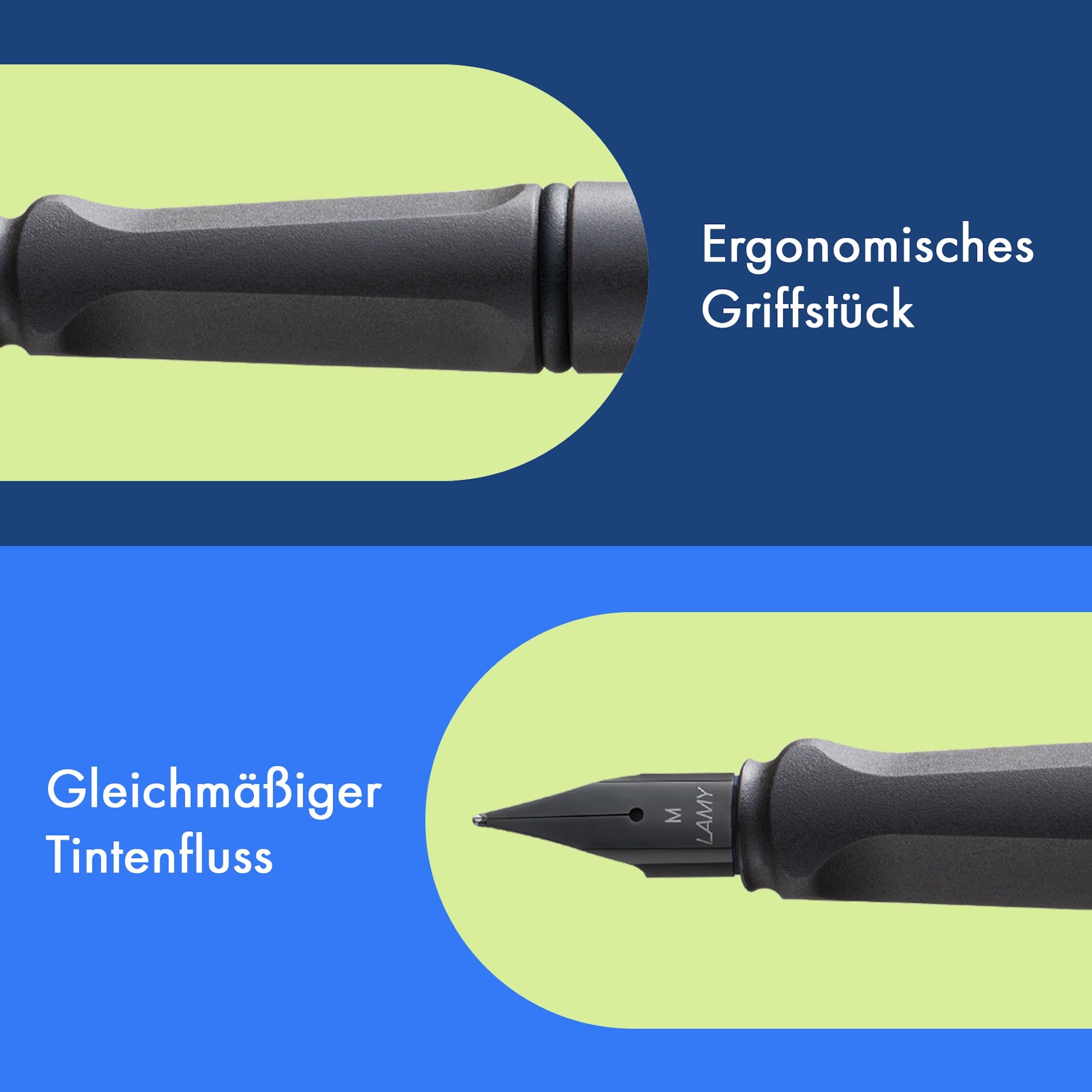 Lamy safari umbra Füller - Füllhalter mit ergonomischem Griff & schwarzer Stahlfeder in Strichbreite M - robuster ASA-Kunststoff - inkl. Tintenpatrone T 10 blau - Rechtshänder