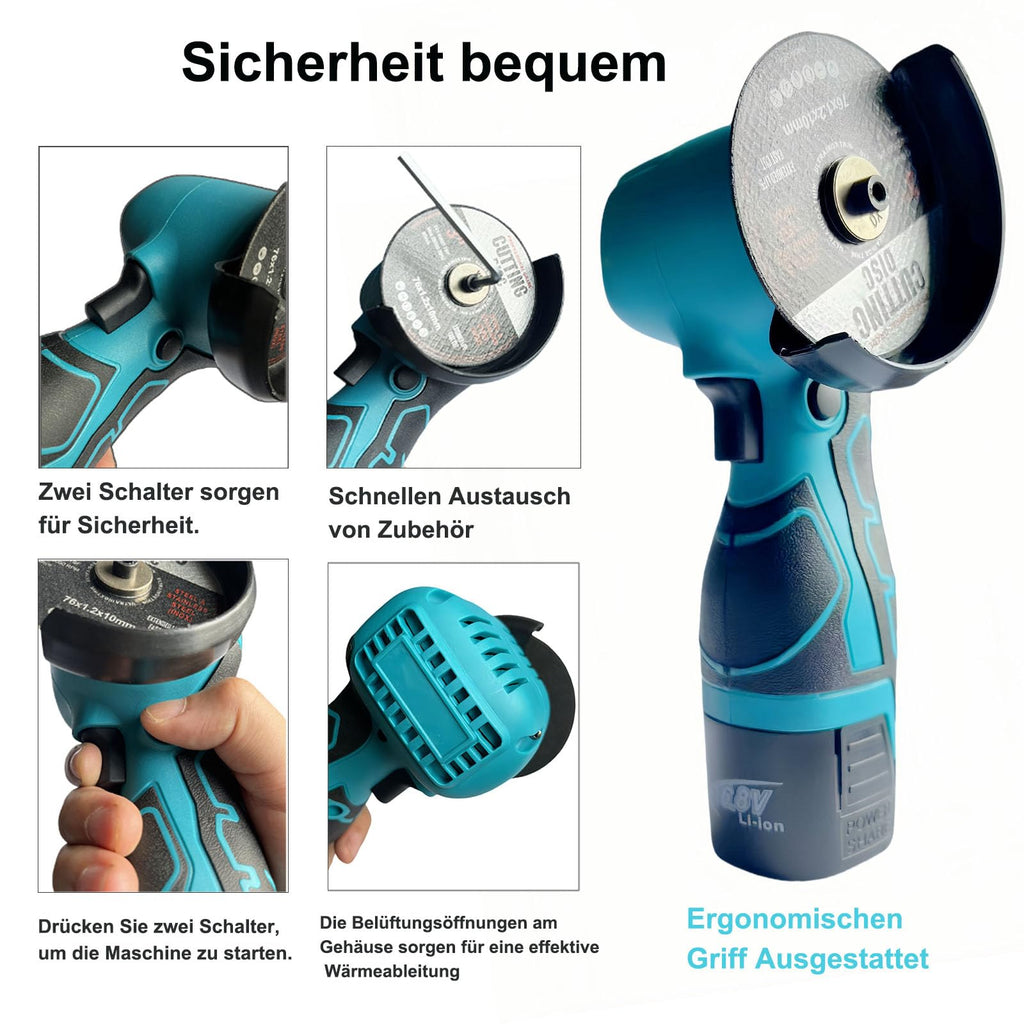 Mini Winkelschleifer,16.8V Akku Mini Flex 28000 rpm/76mm,Professional Mini Akku Winkelschleifer Set Geeignet zum Schneiden und Polieren
