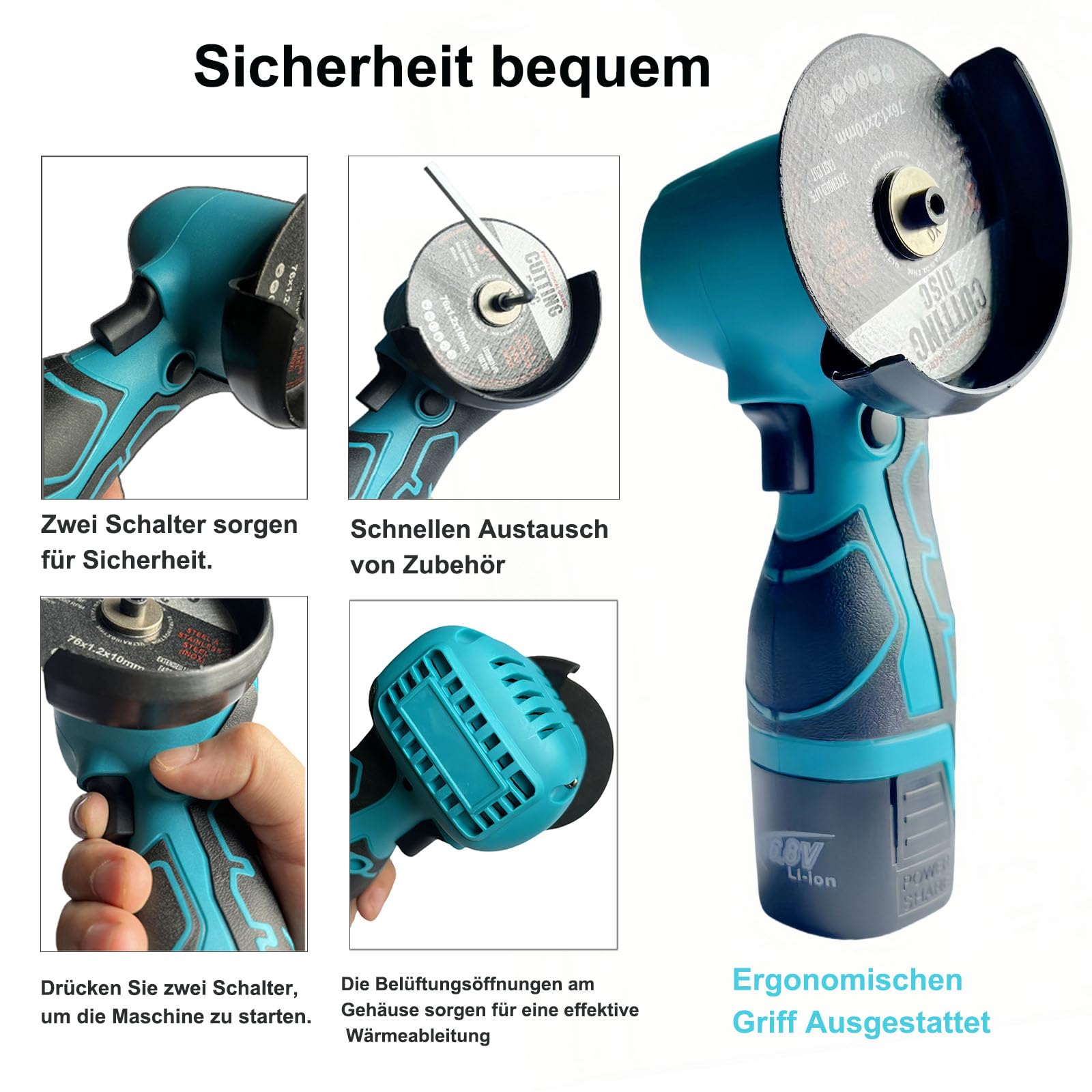 Mini Winkelschleifer,16.8V Akku Mini Flex 28000 rpm/76mm,Professional Mini Akku Winkelschleifer Set Geeignet zum Schneiden und Polieren