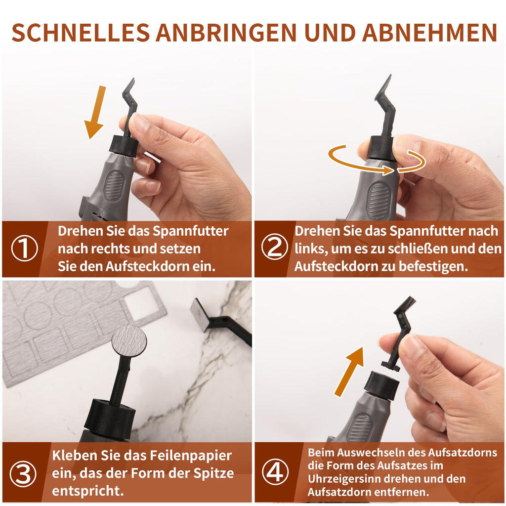 Bucasso Schnurloser Stiftschleifer, variable Geschwindigkeit, Mehrzweck-Elektrowerkzeug zum Schleifen, Polieren, Finishing, DIY-Handwerk (GRAU)
