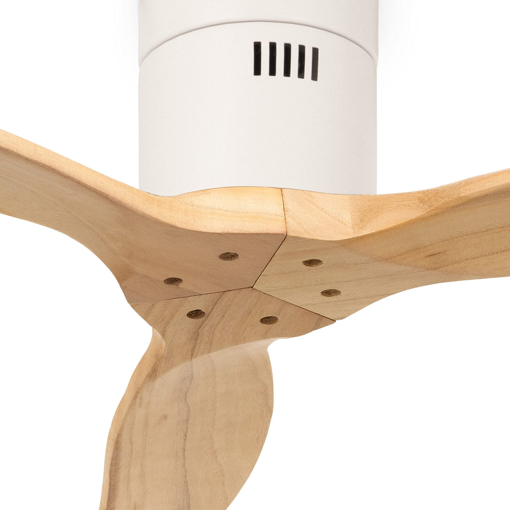 CREATE / WINDCALM M/Deckenventilator ABS Weiß Hellesholzflügel-Optik mit WLAN und Fernbedienung/Leise, 40W, Ø132cm, 6 Geschwindigkeiten, Timer von 1 bis 4 Std., DC-Motor, Sommer-Winterbetrieb