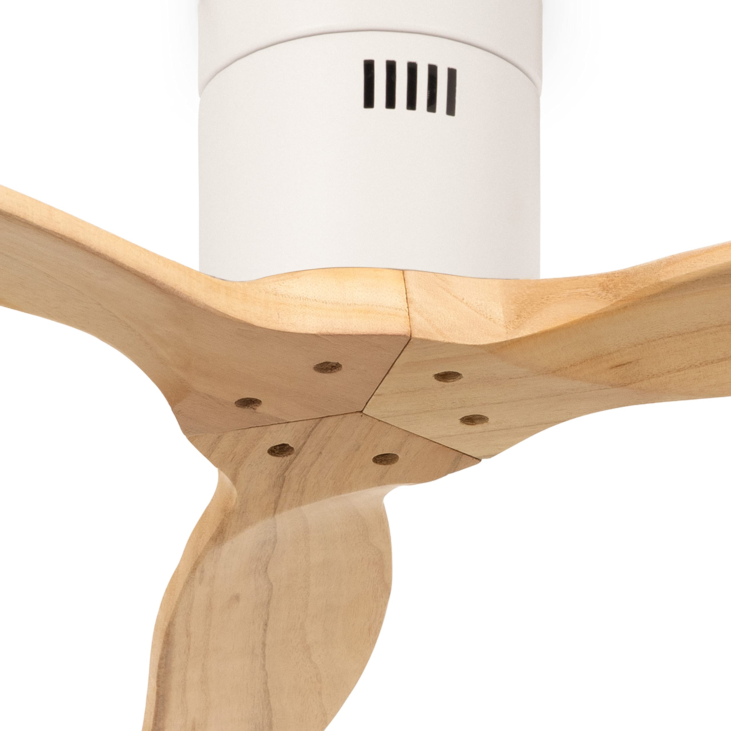 CREATE / WINDCALM M/Deckenventilator ABS Weiß Hellesholzflügel-Optik mit WLAN und Fernbedienung/Leise, 40W, Ø132cm, 6 Geschwindigkeiten, Timer von 1 bis 4 Std., DC-Motor, Sommer-Winterbetrieb