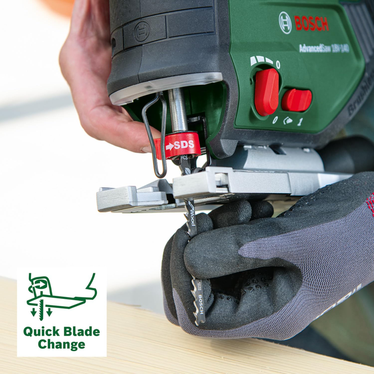 Bosch Akku-Stichsäge AdvancedSaw 18V-140 (Pendelhub, bürstenloser Motor, Schnitttiefe Holz,Stahl,Alu 140,10-20 mm, 3×Sägeblätter, 18-Volt-System, ohne Akku und Ladegerät, in SystemBox)– Amazon Edition