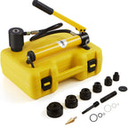 Mophorn 10T Hydraulischer Blechlocher Punch Set hydraulischer Locher Metall Kit Pumpe Lochgräber mit 6 Lochstempel Ram mit 80cm Hochdruckschlauch Knockout Punches Gelb