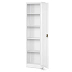 Jan Nowak Aktenschrank Büroschrank Metallschrank Lagerschrank 4 Fachböden Flügeltür Drehgriff Pulverbeschichtung Metall 185 cm x 45 cm x 40 cm (Weiß)