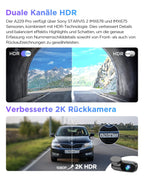 VIOFO A229 Pro 4K + 2K Dual STARVIS 2, HDR Vorne hinten Dashcam Auto, Sprachsteurung & 5GHz Wi-Fi Wlan Autokamera, Ultrapräzises GPS mit CPL Filter, Super Nachtsicht 2.0, Sprachausgabe, bis 512 GB Max