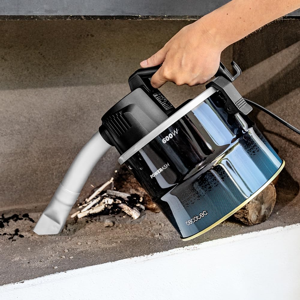 Cecotec Aschesauger Compact 4L Conga Ash 1000 Home, 600W, Ultraleicht, 13 kPa Saugkraft, Metallbeschichteter Schlauch, Tragegriff, 3,5m Kabel, InoxDeposit, Einfach zu transportieren