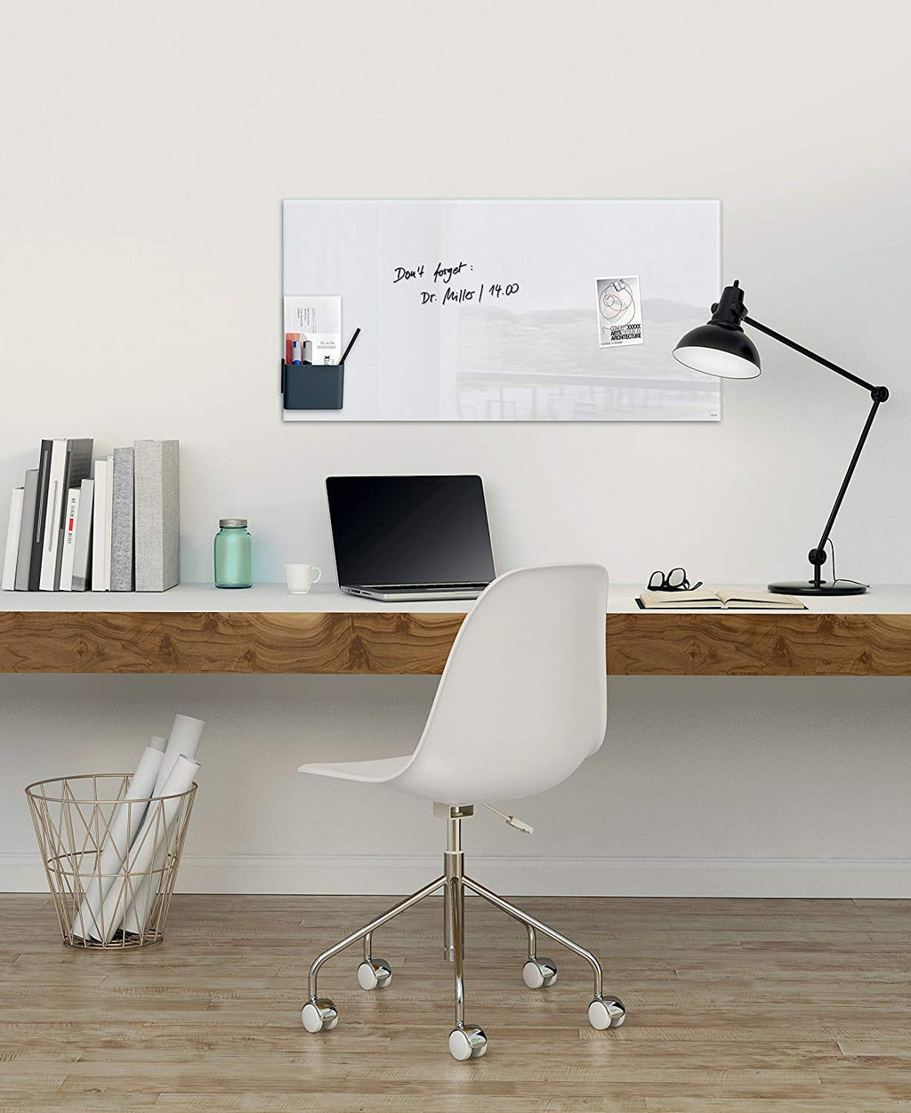 SIGEL GL131 Premium Glas-Magnettafel 78 x 48 cm super-weiß hochglänzend, SGS geprüft, einfache Montage, incl. 3 starke Magnete, für Büro, Schule & Wohnung, Artverum