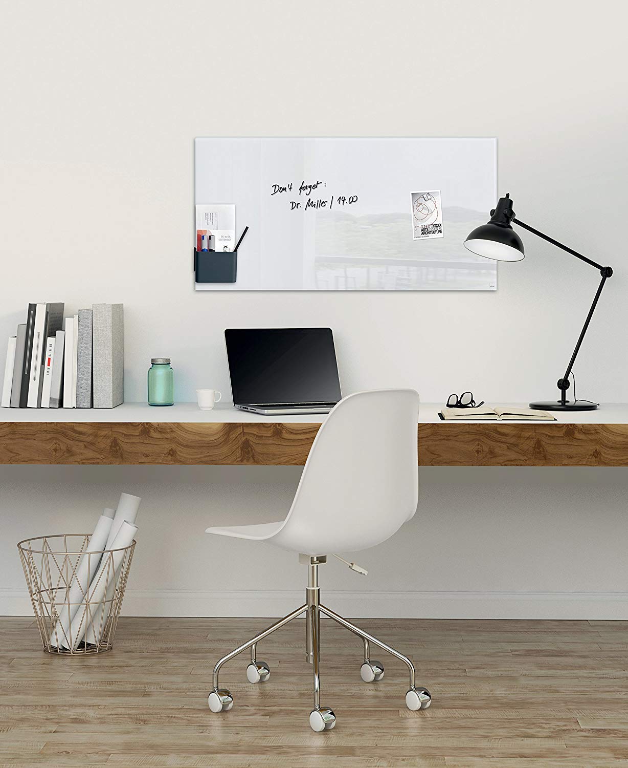 SIGEL GL131 Premium Glas-Magnettafel 78 x 48 cm super-weiß hochglänzend, SGS geprüft, einfache Montage, incl. 3 starke Magnete, für Büro, Schule & Wohnung, Artverum