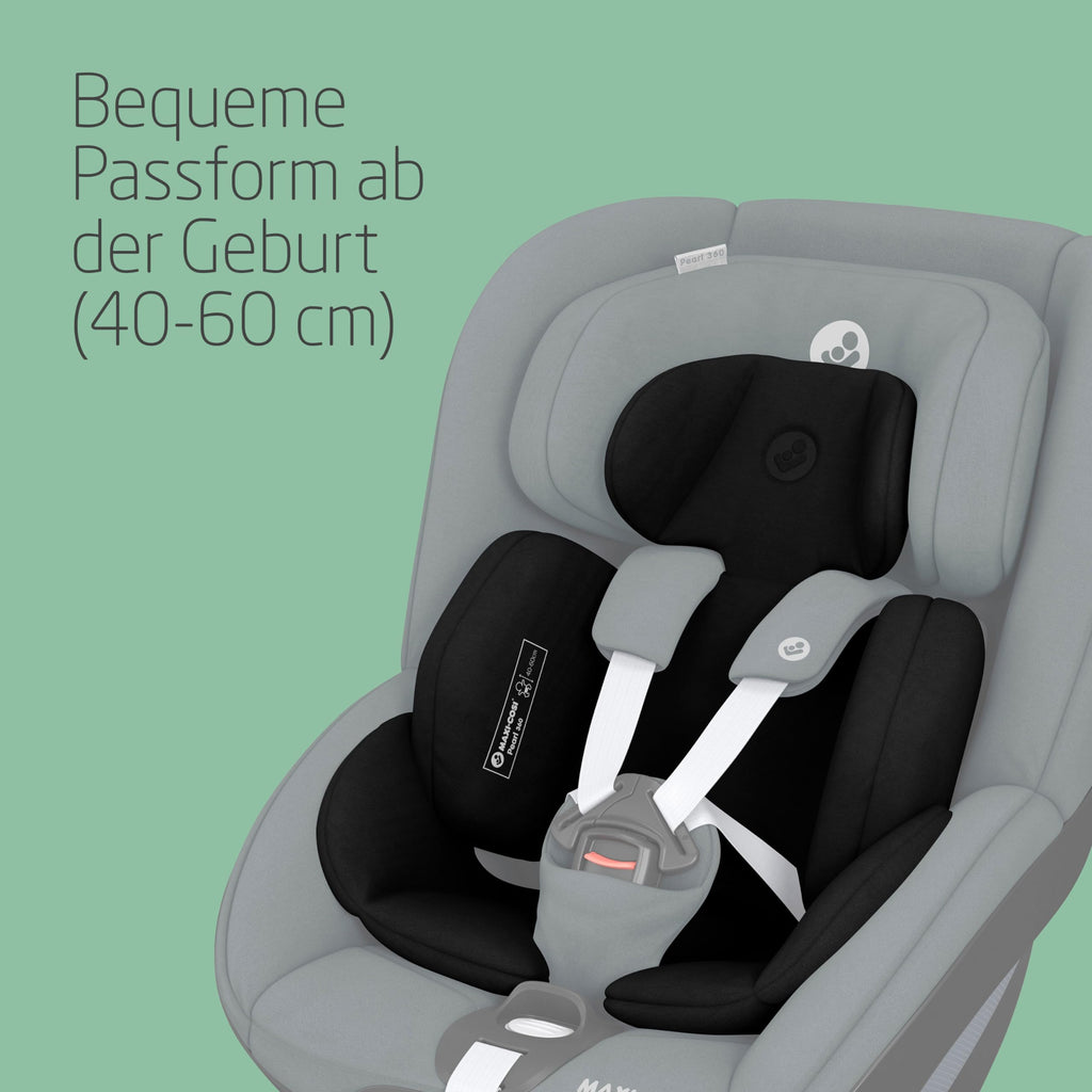 Maxi-Cosi Pearl 360 Einlage für Neugeborene, Autositz Neugeboreneneinlage, 0–3 Monate, 40–60 cm, waschmaschinenfeste Maxi-Cosi Pearl 360 Einlage für Neugeborene, Authentic Black