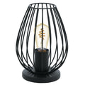 EGLO Tischlampe Newtown, 1 flammige Vintage Tischleuchte, Nachttischlampe aus Stahl, Farbe: Schwarz, Fassung: E27, inkl. Schalter