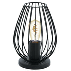 EGLO Tischlampe Newtown, 1 flammige Vintage Tischleuchte, Nachttischlampe aus Stahl, Farbe: Schwarz, Fassung: E27, inkl. Schalter