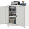 YITAHOME Aktenschrank Abschließbar, Metallschrank mit 2 Verstellbare Einlegeböden, Büroschrank Stahlschrank mit Belüftungslöcher für Arbeitszimmer Büro Garage Schule, Weiß, 80 x 40 x 90cm