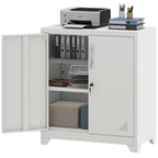 YITAHOME Aktenschrank Abschließbar, Metallschrank mit 2 Verstellbare Einlegeböden, Büroschrank Stahlschrank mit Belüftungslöcher für Arbeitszimmer Büro Garage Schule, Weiß, 80 x 40 x 90cm