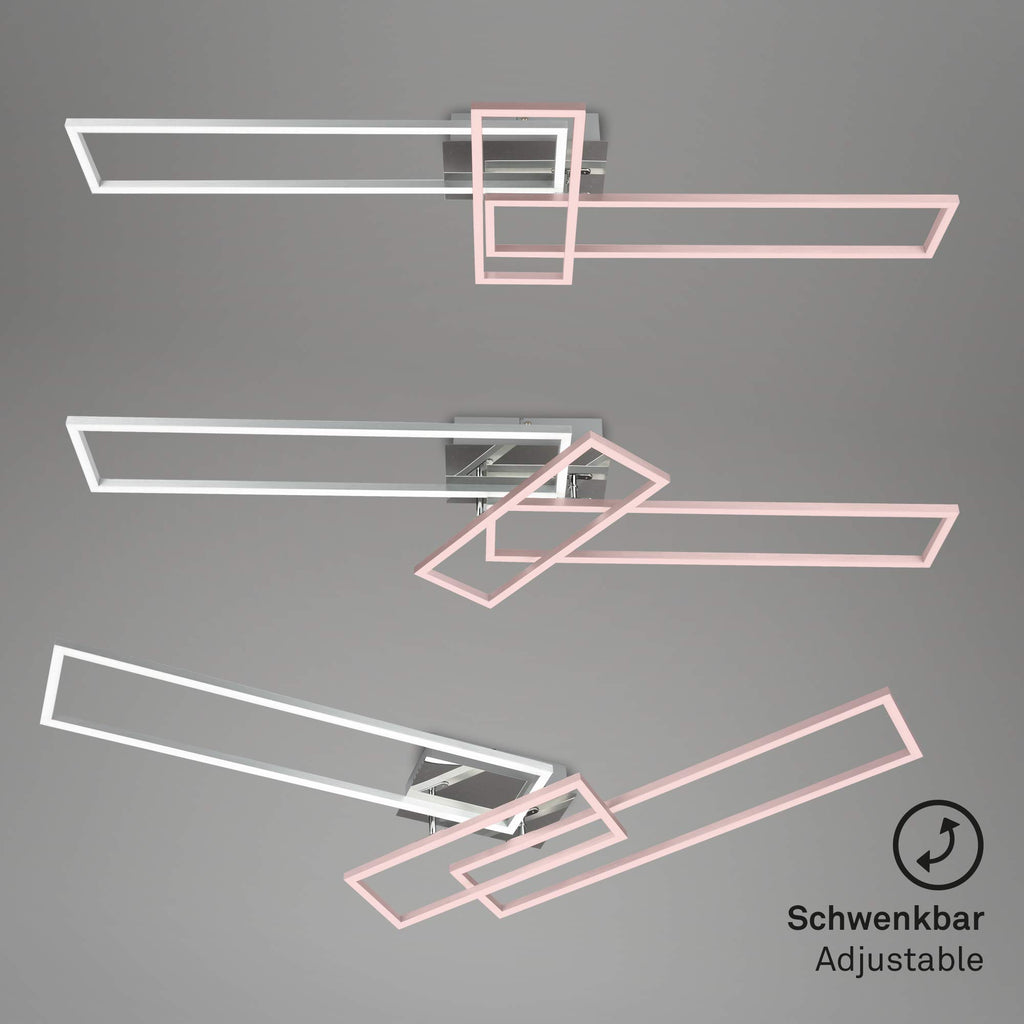 BRILONER - LED Deckenlampe mit Fernbedienung, dimmbar, einstellbar von warmweiß bis neutralweiß, LED Lampe, Deckenleuchte, Wohnzimmerlampe, Schlafzimmerlampe, Küchenlampe, 110x35x10 cm, Chrom-Alu