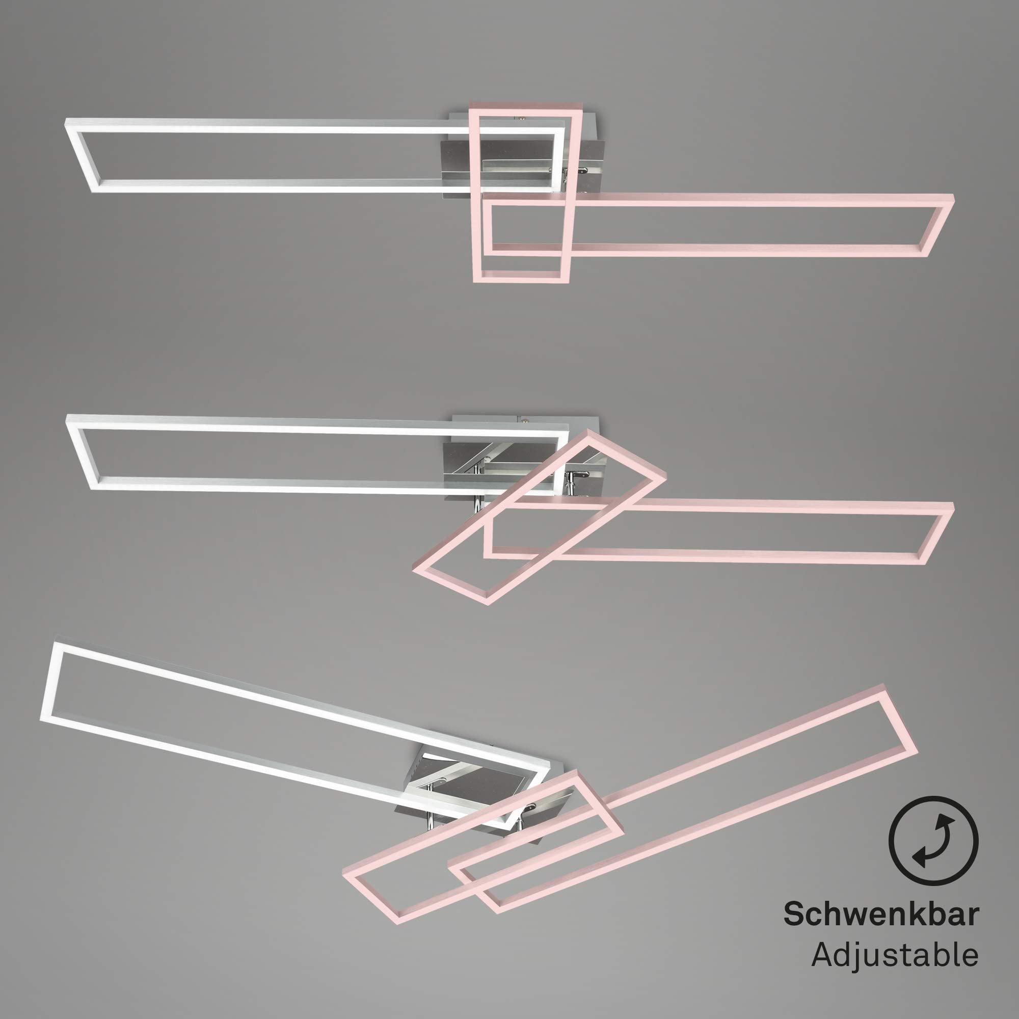 BRILONER - LED Deckenlampe mit Fernbedienung, dimmbar, einstellbar von warmweiß bis neutralweiß, LED Lampe, Deckenleuchte, Wohnzimmerlampe, Schlafzimmerlampe, Küchenlampe, 110x35x10 cm, Chrom-Alu