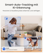 Reolink 2K Überwachungskamera Innen, 360°-Ansicht Indoor Kamera WLAN mit Auto-Tracking, Baby Monitor mit Personen-/Tier-/Weinen-Erkennung, 2,4 GHz Wi-Fi, Privatmodus, 2-Wege-Audio, E1 4MP