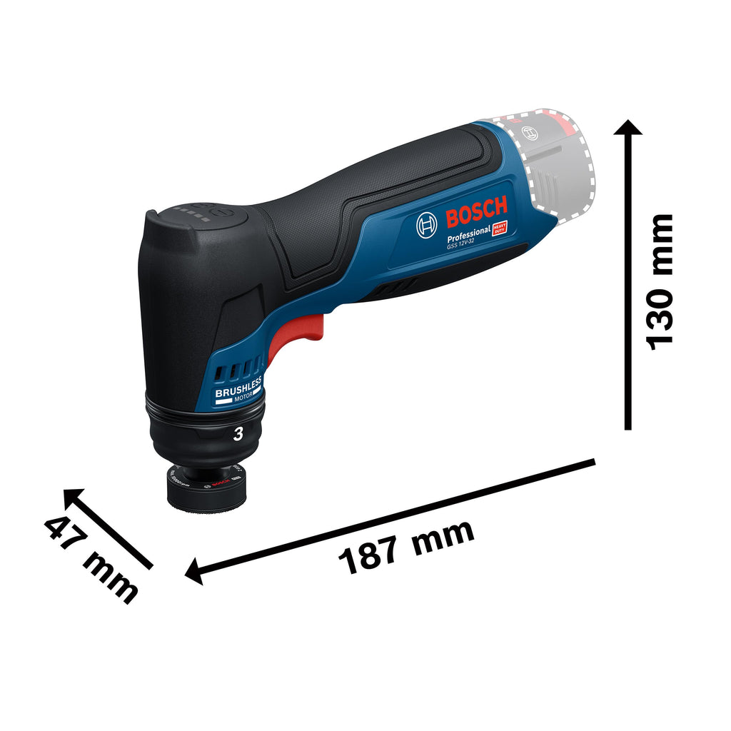 Bosch Professional 12V System Akku-Schwingschleifer GSS 12V-32 (inkl. montiertem 32 mm Klett-Schleifteller, 32 mm selbstklebender Schleifteller)