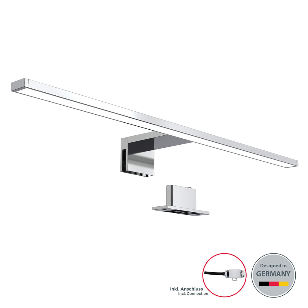 B.K.Licht - Spiegelleuchte Bad mit 2 in 1 Montage, neutralweiße Lichtfarbe, klemmbar, Badezimmerlampe, Schrankbeleuchtung, Spiegellampe, Lampe Badezimmer, Spiegelbeleuchtung, 60x10,3x3,6 cm, Chrom