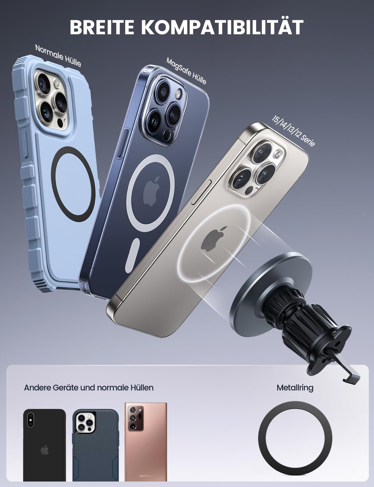 Lamicall Handyhalterung Auto für MagSafe Autohalterung - [2026 HD-Glas-Platte] Stark Magnetische Handyhalter Auto Lüftung, KFZ Handy Halterung Magnet für iPhone 17 16 15 14 13 Pro Max, Alle Smartphone