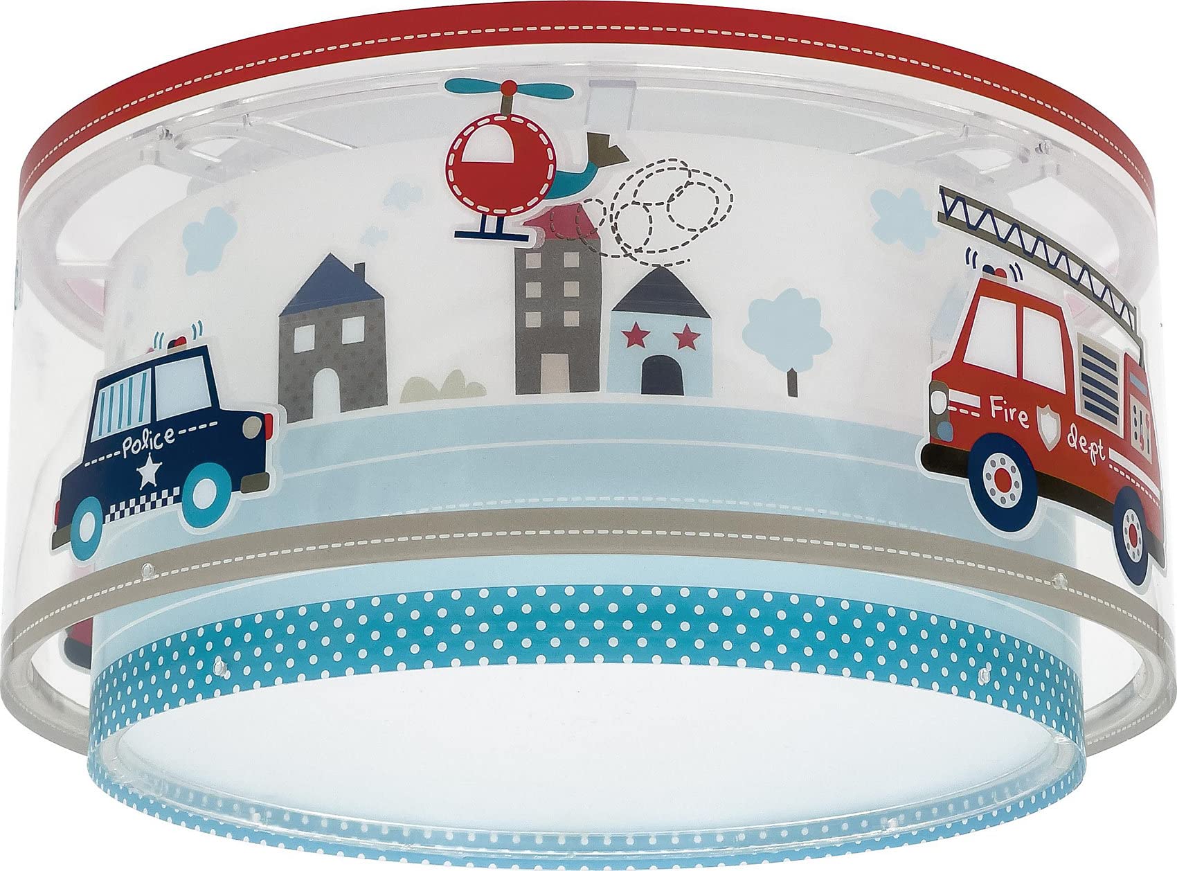 Dalber Deckenlampe kinderzimmer, Deckenleuchte für Kinder Polizei Autos Police, 60616N, E27