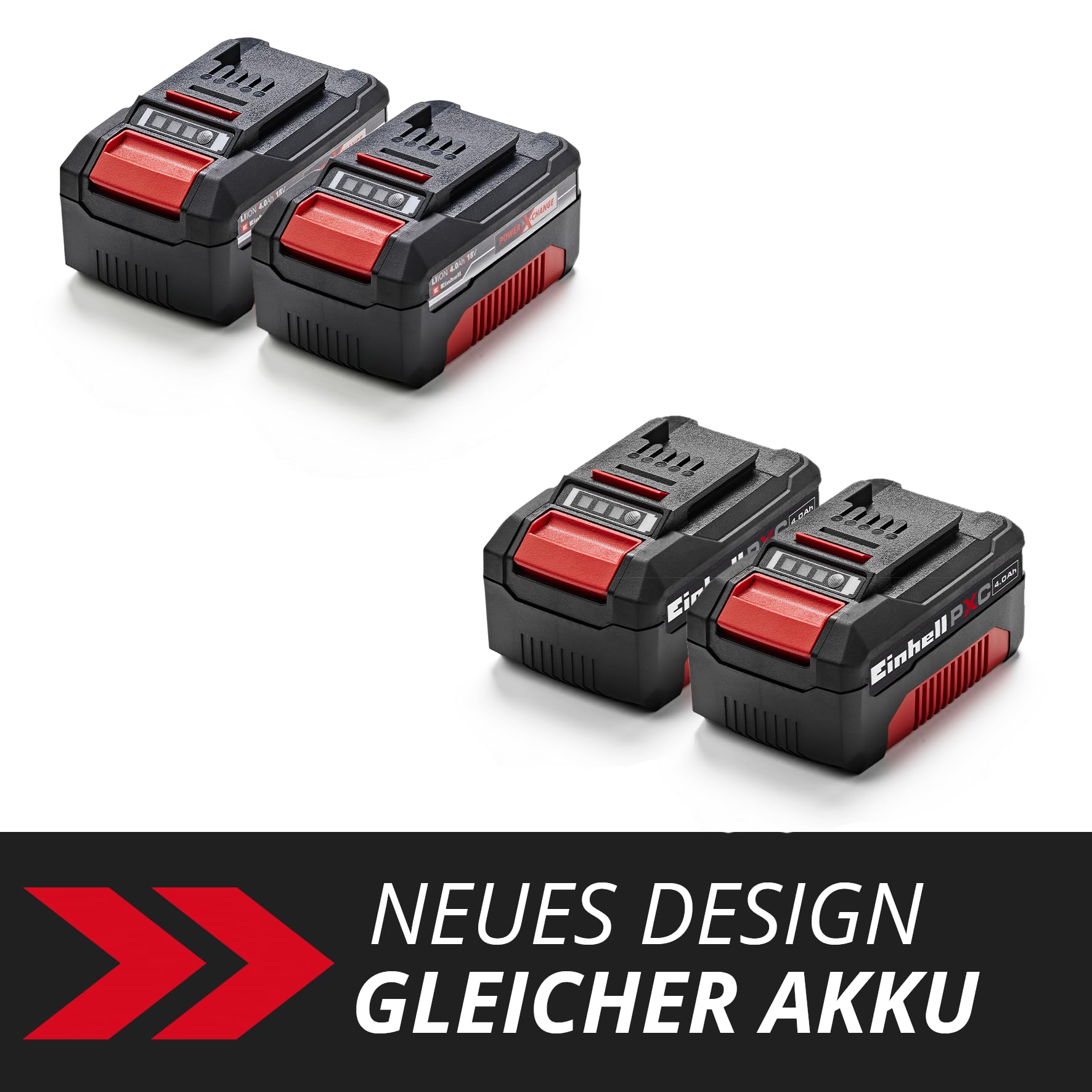 Original Einhell Volks.Akku PXC-Twinpack 4,0 Ah Power X-Change (Li-Ion, 18 V, 2X 4,0 Ah, für alle PXC-Geräte geeignet, proaktives Batteriemanagement, situativ angepasste Ladezyklen)