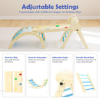 Puecrof 7-in-1 Montessori Kletterdreieck mit Kissen – Holz Kletterspielzeug für Kleinkinder 1-3 Jahre – Indoor Kletterbogen mit Rutsche, Leiter & Spielbogen (Blue)