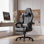 JUMMICO Gaming Stuhl Massage, Bürostuhl Ergonomisch Mit Massage-Lendenkissen, Gamer Stuhl verstellbare Rückenlehne 90-135°,und fußstütze, Gamingstuhl 150 kg belastbarkeit, Schwarz
