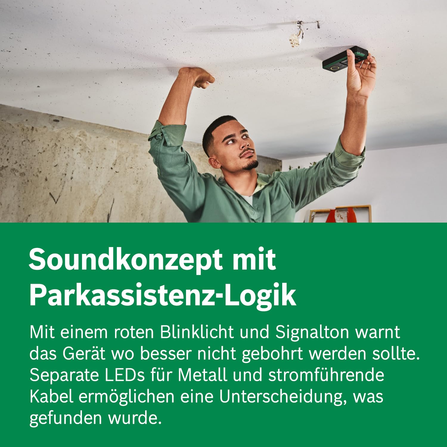 Bosch Ortungsgerät Truvo der 2. Generation (einfache Ein-Knopf-Bedienung, einfaches Orten von stromführenden Kabeln und Metallobjekten, Wandscanner bis 70mm, im E-Commerce Karton)