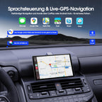 Avylet 9 Zoll Wireless Carplay Display für Apple Carplay & Android Auto, Tragbarers Carplay Autoradio mit Magnetischer Halterung, OTA-Updates, IP67 Rückfahrkamera, GPS Navigation, Bluetooth 5.0