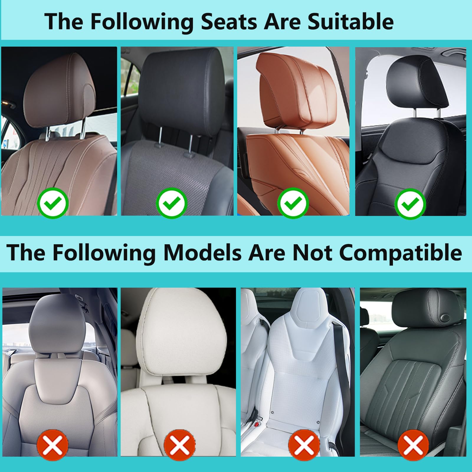 VniYors KopfstüTze Auto Kinder, Grad Verstellbares Atmungsaktiv Leder NackenstüTze Auto, StüTzt Den Hals Anti-Verwacklung, Geeignet für Kinder und Erwachsene, Die Reisen Schlafen