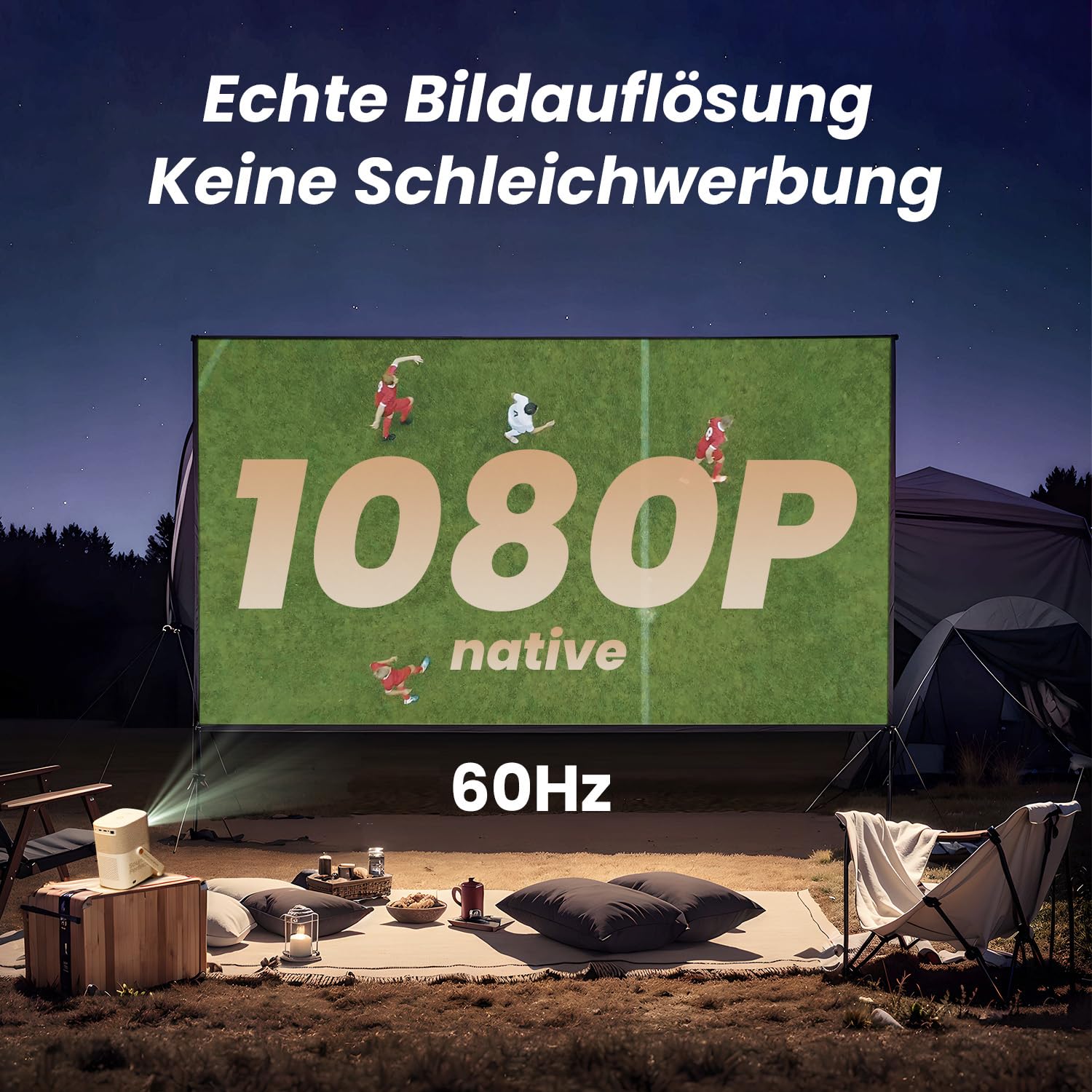 Beamer Sound by JBL, T2 Portable Projektor FHD 1080P Native Outdoor Beamer mit 2.5H Built-in Batterie/Autofokus/Trapezkorrektur Klein Projektor Heimkino, Projector für Handy/Laptop/HDMI/USB