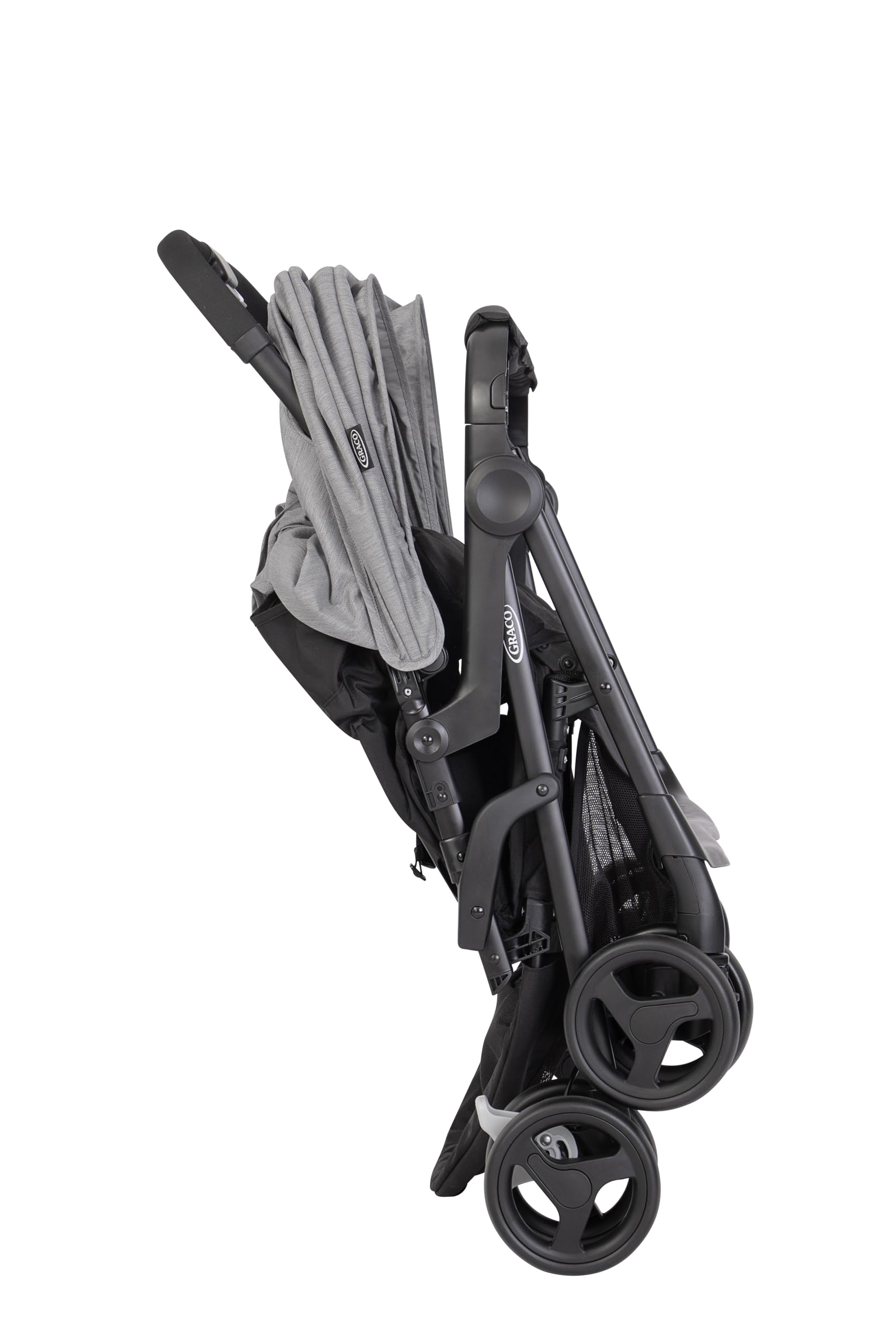 Graco DuoRider™ Doppel-Kinderwagen, Geschwisterwagen, ab Geburt bis ca. 3 Jahre (15 kg), leicht, schnell zusammenklappbar, freistehend, großer Staukorb, inkl. Regenverdeck, grau, Steeple Gray