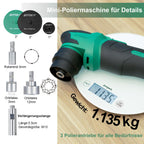 BATOCA S4 Profi Akku Poliermaschine,Rotierende&Orbitale,25mm/75mm Rückenplatte,Bürstenloser Motor,Mini Polier Kit,12V Akku Poliergerät mit 2 2.5Ah Batterien,2000-5500RPM,Scheinwerfer Aufbereitung Set