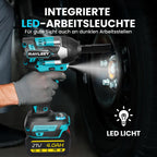 Akku-Schlagschrauber für Makita 18V, 1000 N.m(740 Ft-lbs),1/2 Zoll Bürstenloser Elektro-Schlagschrauber mit 3300 U/min, 2x 4.0Ah Akku & Ladegerät, 6 Steckschlüsselsatz für Autoreifen, Gerüstbau,DIY