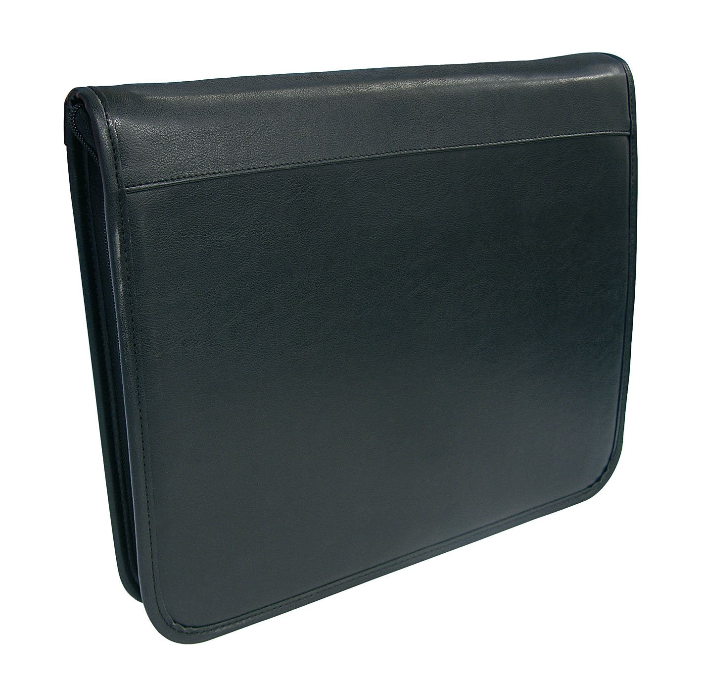 WEDO 581101 Collegemappe A4, genarbtes Kunstleder, Reißverschluss, mehrere Fächer, herausnehmbare 4-Ring-Mechanik, Stiftschlaufen, inkl. Solar Taschenrechner, schwarz