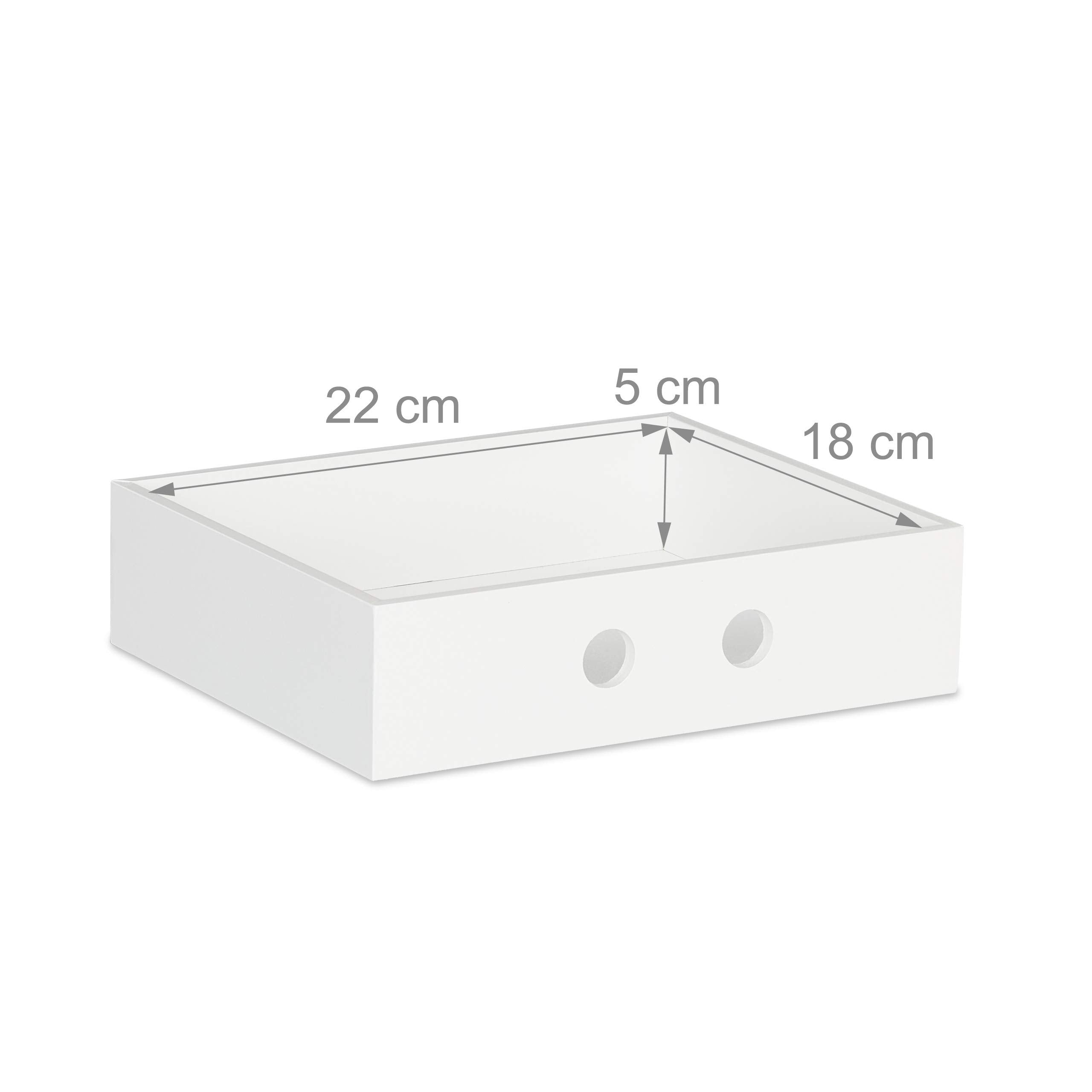 Relaxdays Schreibtisch Organizer, 2 Schubfächer, Bambus & MDF, Aufbewahrungsbox Büro, HxBxT: 14 x 25 x 20 cm, weiß