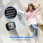 Clatronic 3in1 Luftkühler, Luftentfeuchter und Luftreiniger, 3 Stufen, 8 Std. Timer, inkl. Fernbedienung, 4,5 Liter Wassertank, 90° oszillierend, 4 Rollen, 70 Watt, LK 3742 schwarz