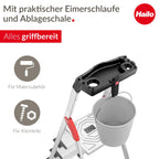 Hailo L80 ComfortLine Alu-Sicherheits-Stehleiter - klappbare Leiter mit 4 XXL Stufen und Ablageschale - Arbeitshöhe bis 285 cm - Gewicht 4,4 kg - Silber