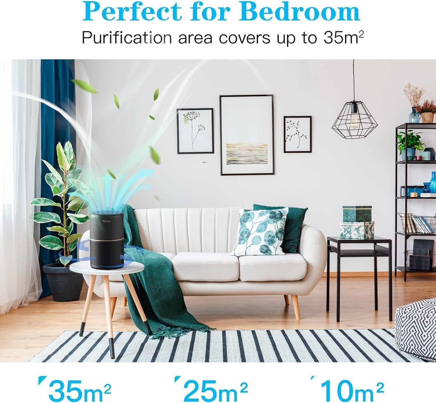 AIRTOK Luftreiniger, Luftreiniger Allergiker mit Aromatherapie, HEPA Luftfilter gegen Schimmel Staub Pollen Gerüche, 99,97% Entfernung bis 0,1 Mikrometer, Nachtlicht, Kindersicherung, Timer, 25dB