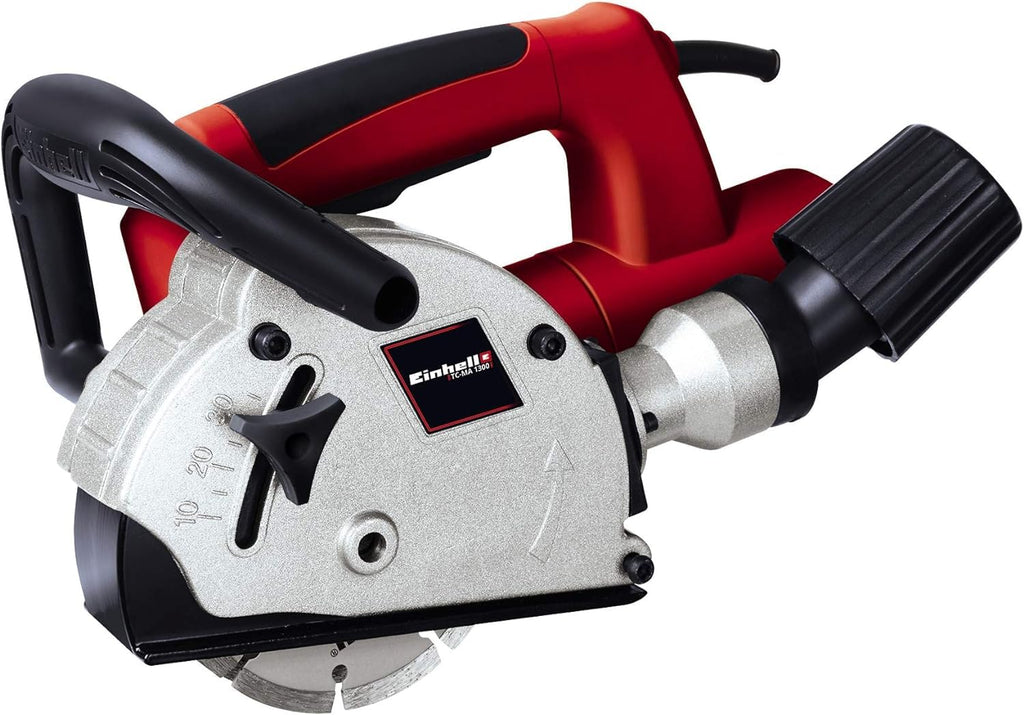 Einhell Mauernutfräse TC-MA 1300 (Leerlaufdrehzahl 9.000 Min-1, Max. Nutbreite 26 mm, 30 mm, Spindelarretierung, Inkl. 2x Trennscheibe Ø 125 mm), 1320 W