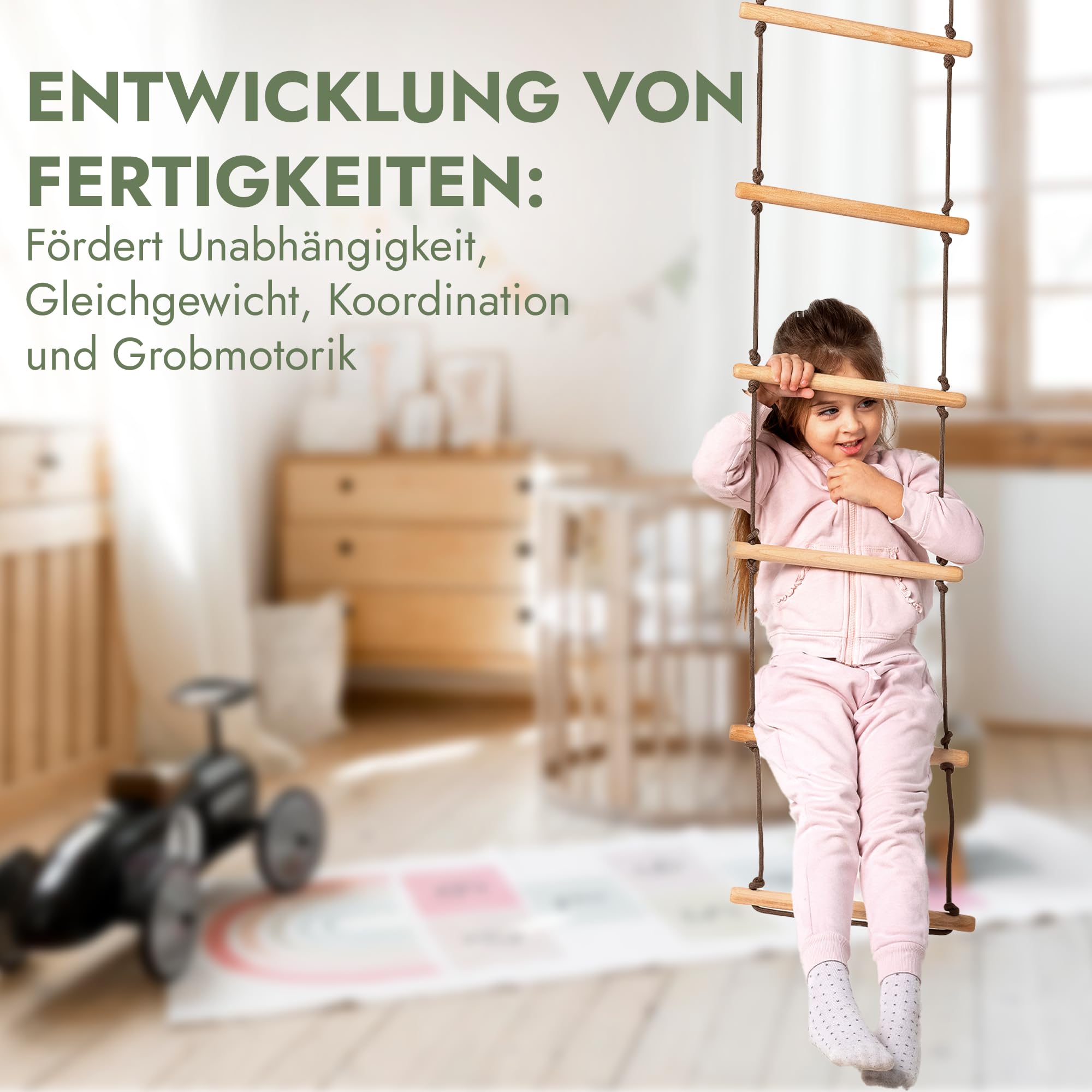 Goodevas Kinder Spielset – Indoor Klettergerüst und Outdoor Jungle Gym für Jungen und Mädchen – Kletterleiter und Gymnastikringe, ab 2-12 Jahre
