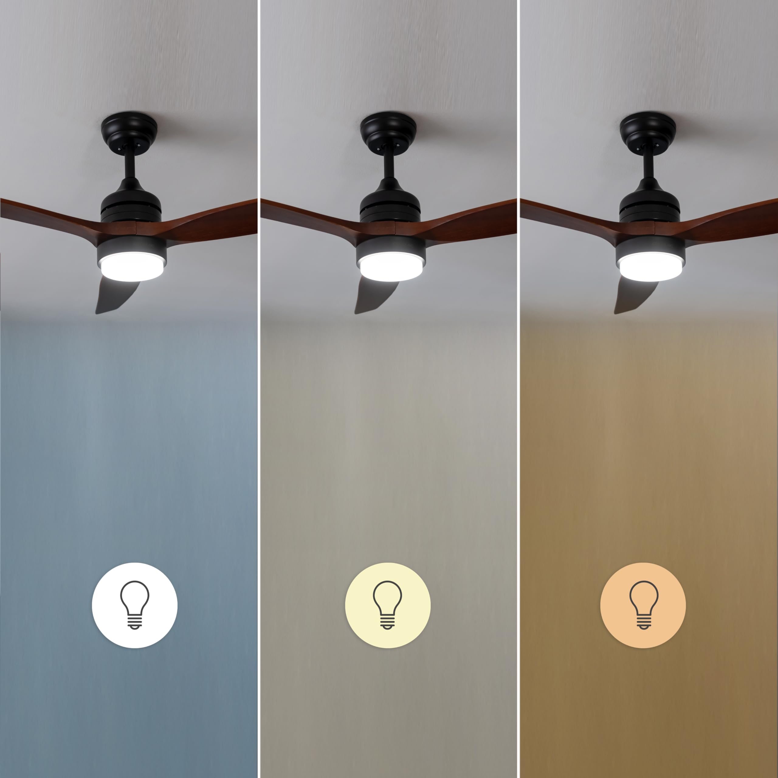 Cecotec Deckenventilator mit Licht EnergySilence Aero 5275 DarkWood, 40W, 52" DC Motor, Fernbedienung, LED-Licht, Timer, Winter-Sommer-Modus, Höhenverstellbar, Effizient, Vielseitig