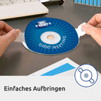 AVERY Zweckform C6074-20 selbstklebende CD-Etiketten (40 blickdichte CD-Aufkleber, Ø 117 mm auf A4, ClassicSize, Papier hochglänzend, bedruckbare Klebeetiketten für alle Inkjet-Drucker) 20 Blatt, weiß
