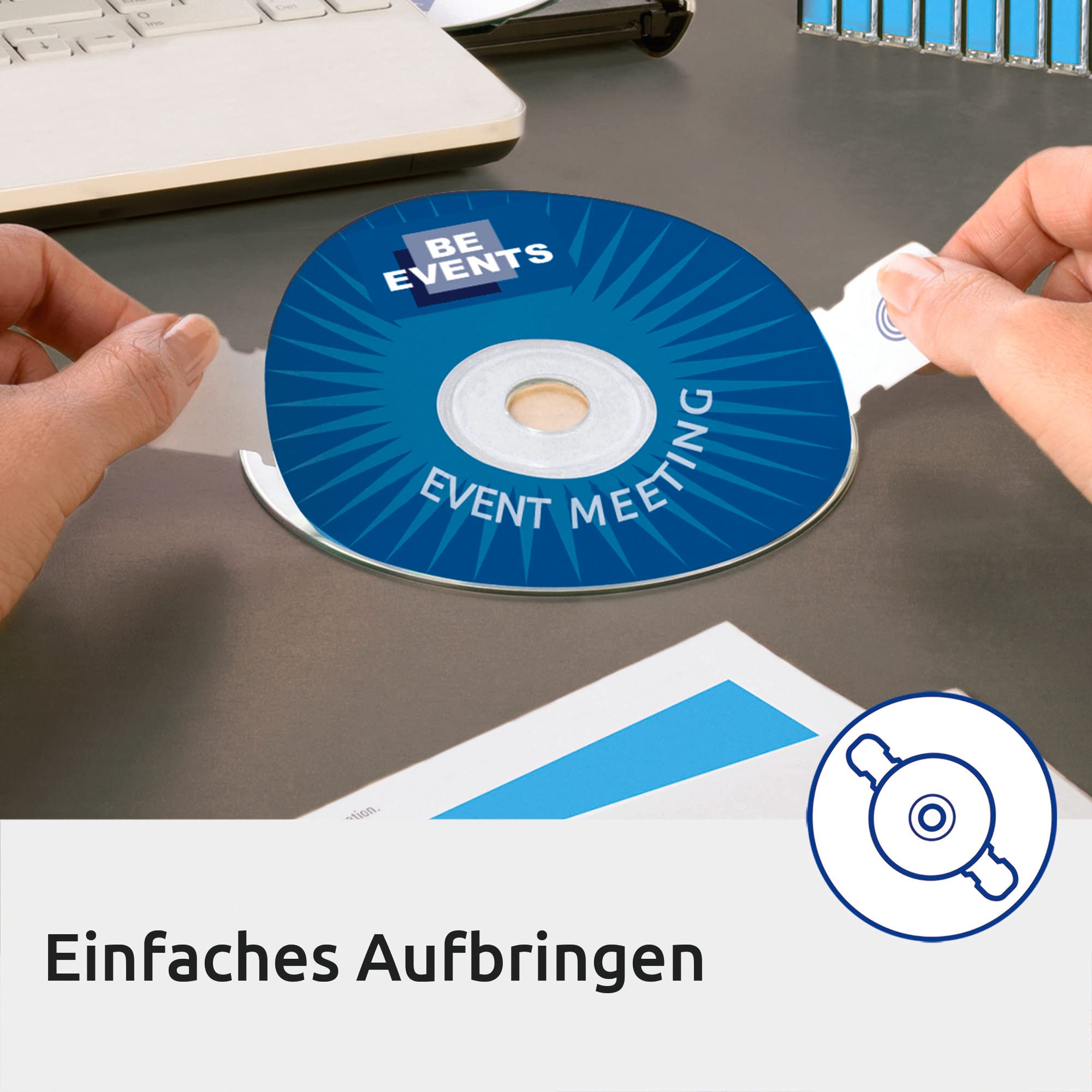 AVERY Zweckform C6074-20 selbstklebende CD-Etiketten (40 blickdichte CD-Aufkleber, Ø 117 mm auf A4, ClassicSize, Papier hochglänzend, bedruckbare Klebeetiketten für alle Inkjet-Drucker) 20 Blatt, weiß
