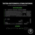 Razer Phantom Tastenkappen-Set - Hintergrundbeleuchtungskompatibel Tasten für Razer Tastaturen (für Switches mit kreuzförmiger Achse, ABS-Material, 128 Keycaps) QWERTZ DE-Tasten | Schwarz